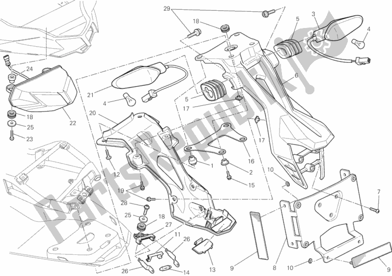 Wszystkie części do ? Wiat? A Tylne Ducati Streetfighter 848 USA 2013